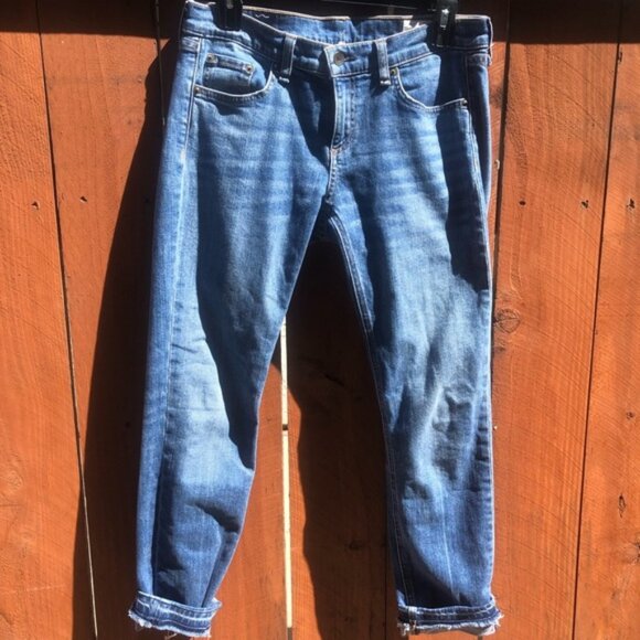 (3 for $60) Rag & Bone Blue Jeans w/Folded Raw Hems - Picture 1 of 6